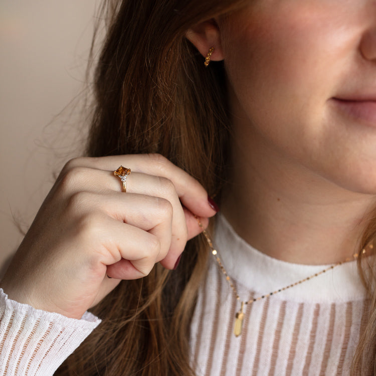 Solid Gold November Capsule Citrine Kite Ring