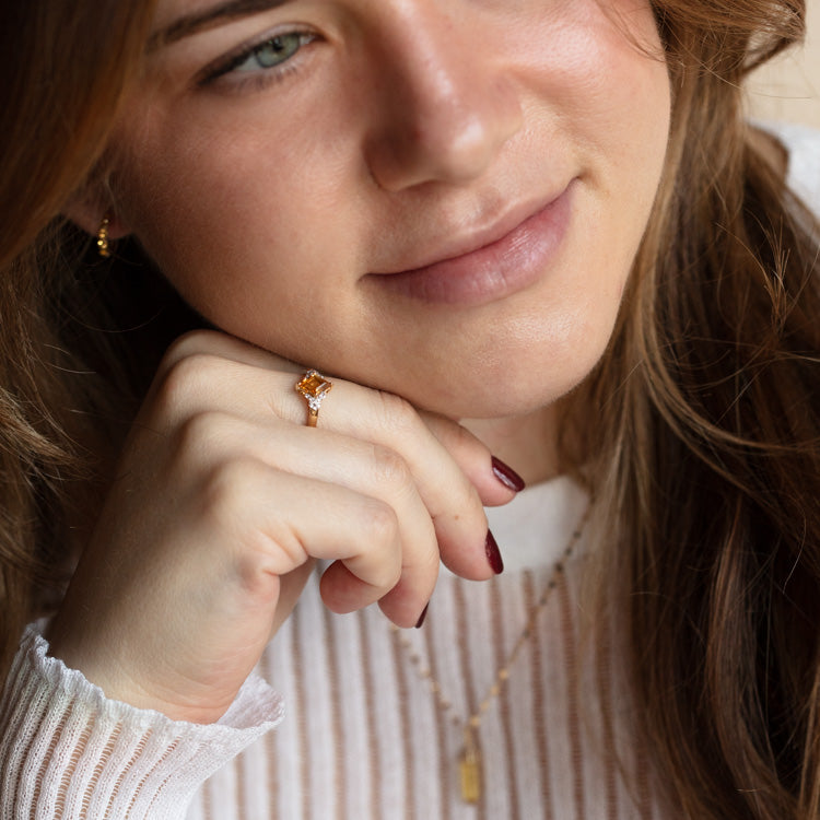 Solid Gold November Capsule Citrine Kite Ring