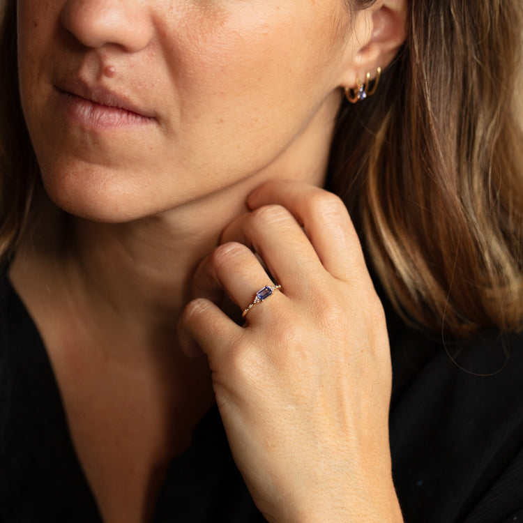 Solid Gold December Capsule Tanzanite Baguette Ring
