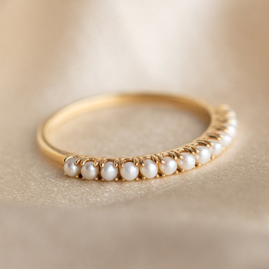 Solid Gold Dainty Pearl Ring Sample