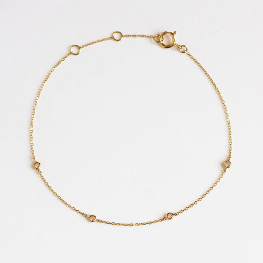 Solid Gold Simple Diamond Chain Bracelet