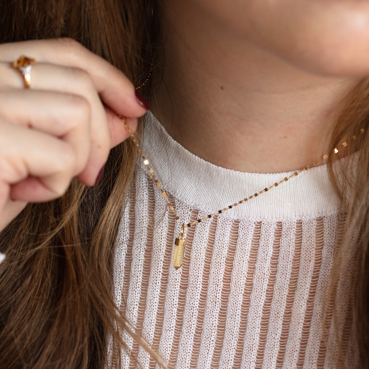 Solid Gold November Capsule Citrine Crystal Charm