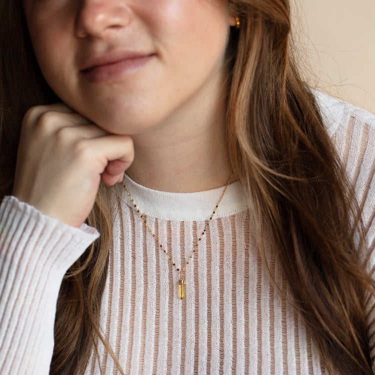 Solid Gold November Capsule Citrine Crystal Charm