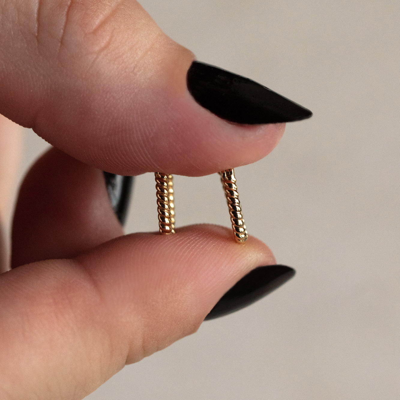 Limited Edition 10th Birthday Solid Gold Twisted Oblong Huggie Hoops