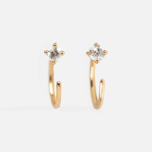 Solid Gold White Sapphire Ear Huggers