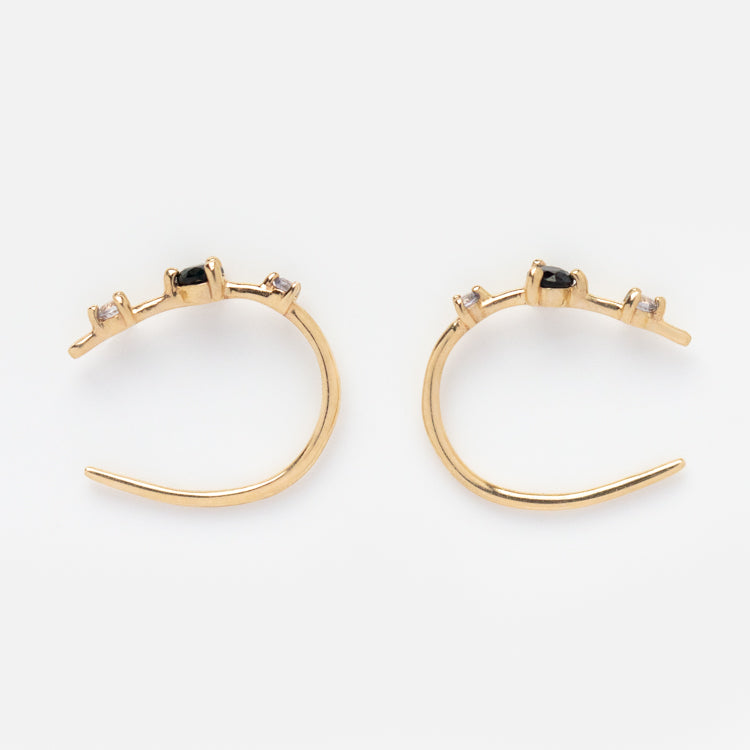 Solid Gold September Capsule Blue Sapphire Open Huggie Earrings
