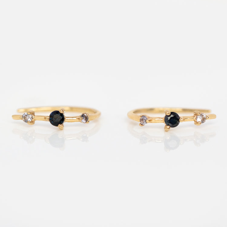 Solid Gold September Capsule Blue Sapphire Open Huggie Earrings