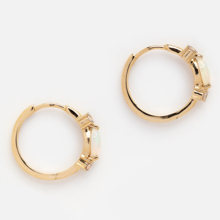 Solid Gold October Capsule Small Opal Hoop Earrings