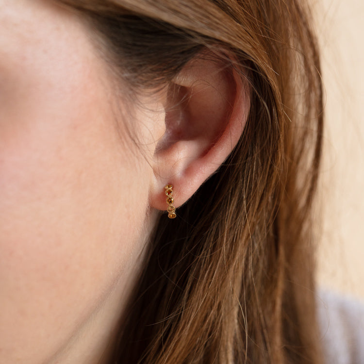 Solid Gold November Capsule Citrine Huggie Hoops