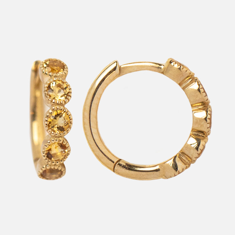 Solid Gold November Capsule Citrine Huggie Hoops