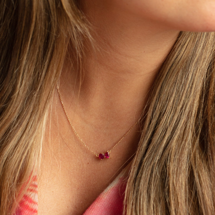 Solid Gold July Capsule Ruby Toi et Moi Necklace