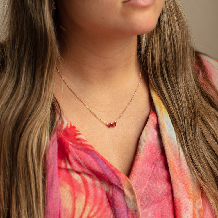 Solid Gold July Capsule Ruby Toi et Moi Necklace