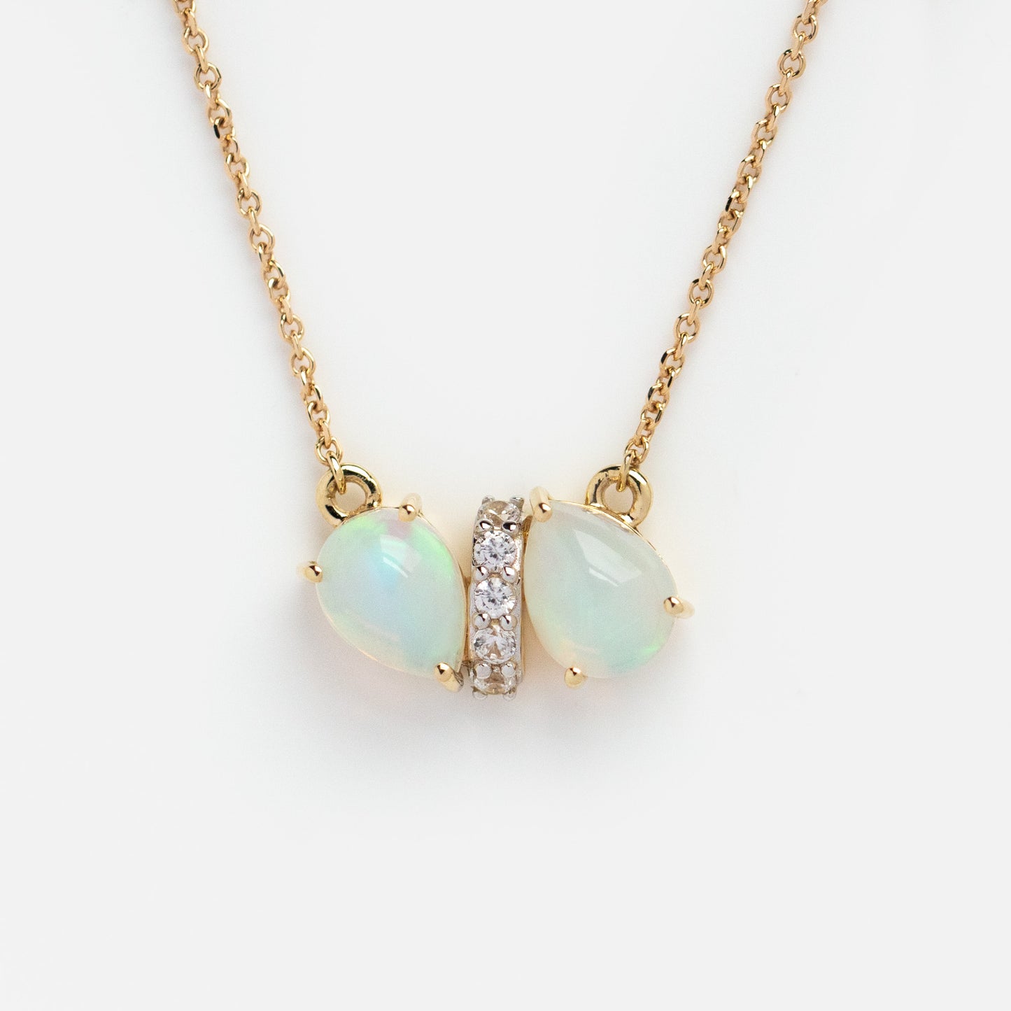 Solid Gold October Capsule Opal Pendant Necklace