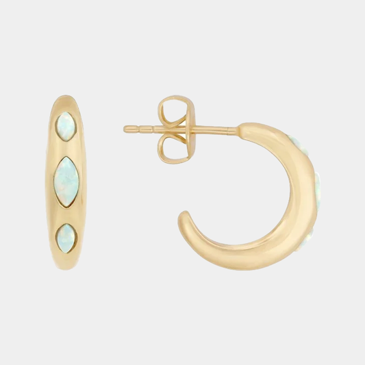January Opal Huggie Earrings