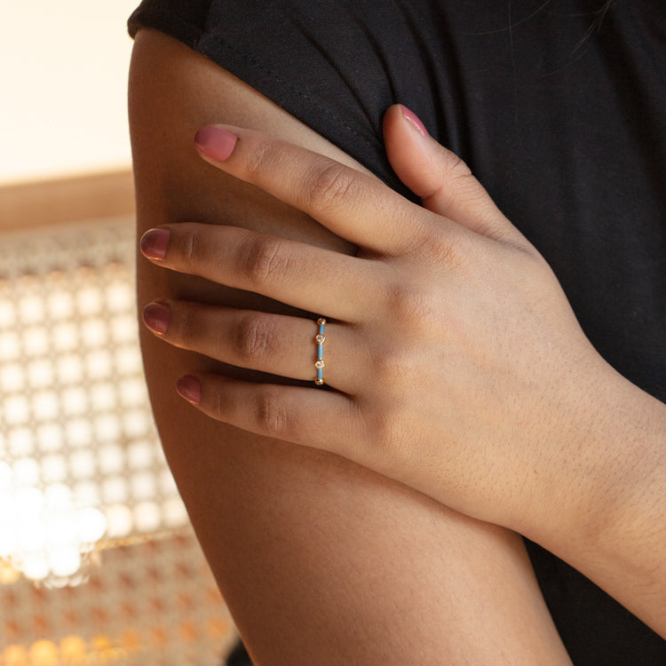 Poolside Blue Enamel Stacking Ring