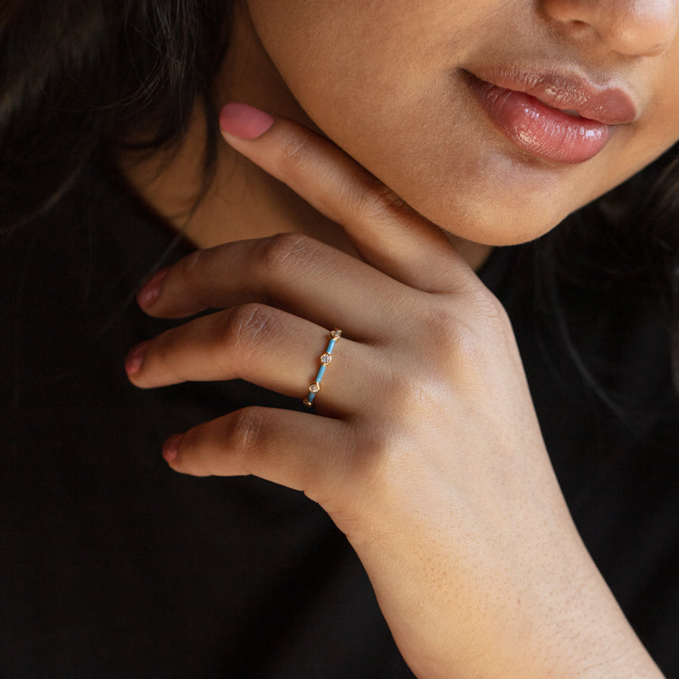 Poolside Blue Enamel Stacking Ring