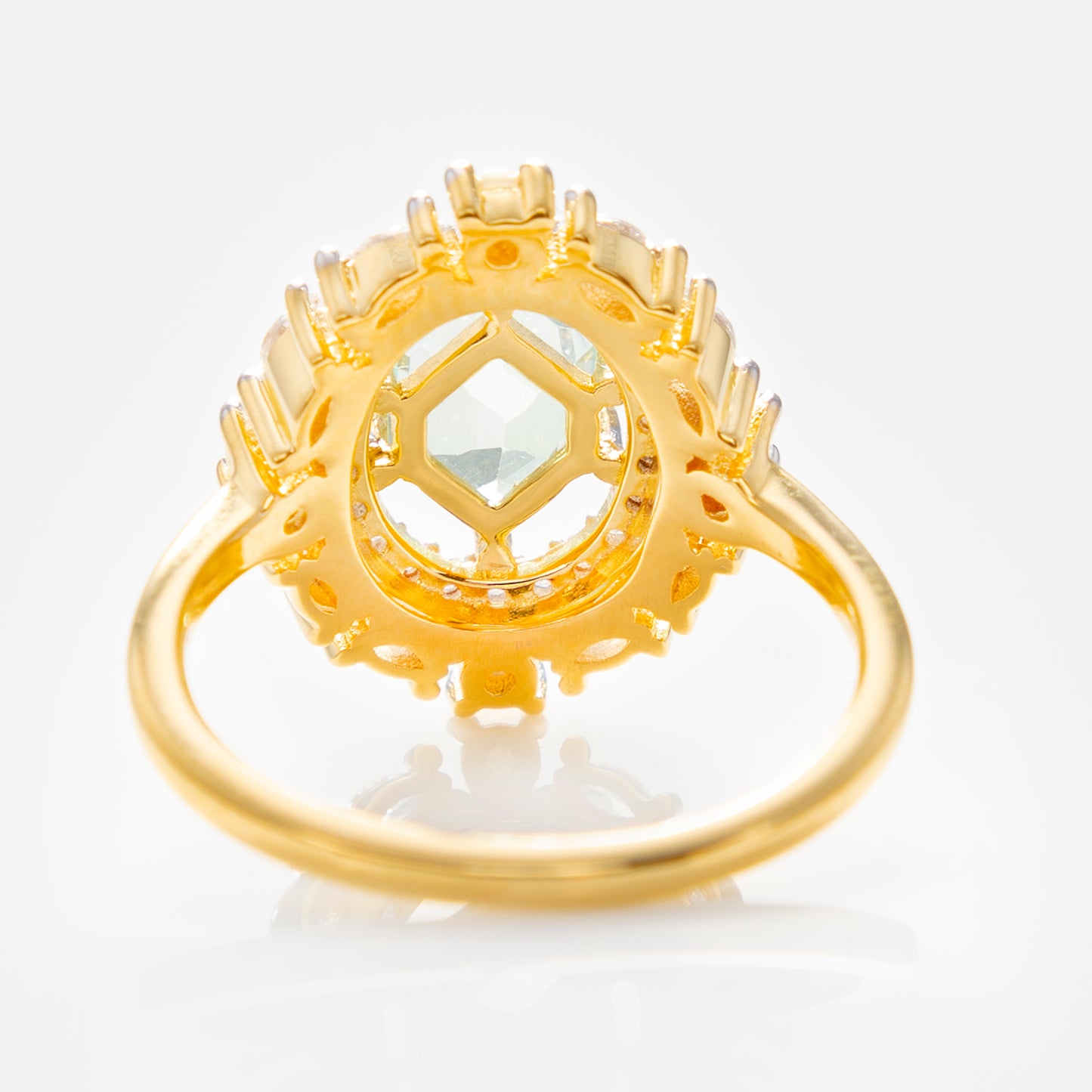 Fern Green Topaz Statement Ring with Pearl Halo