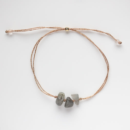Solid Gold Labradorite Mantra Bracelet Sample