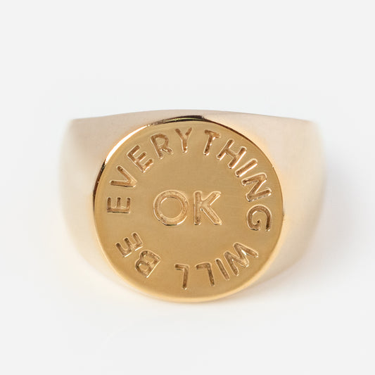 Everything Will Be Ok Pinky Signet Ring