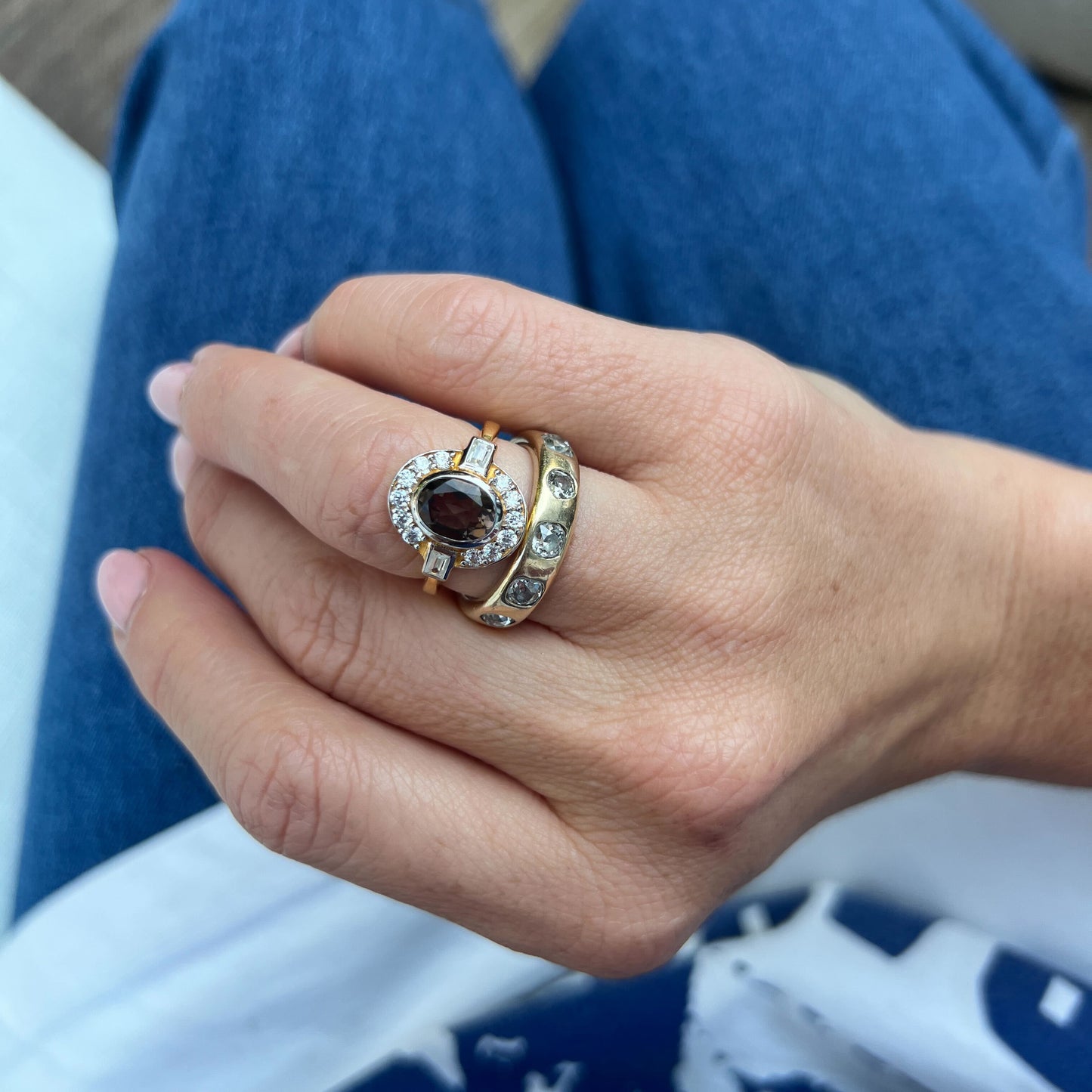 Limited Edition 10th Birthday Oval Deco Ring in Smoky Quartz