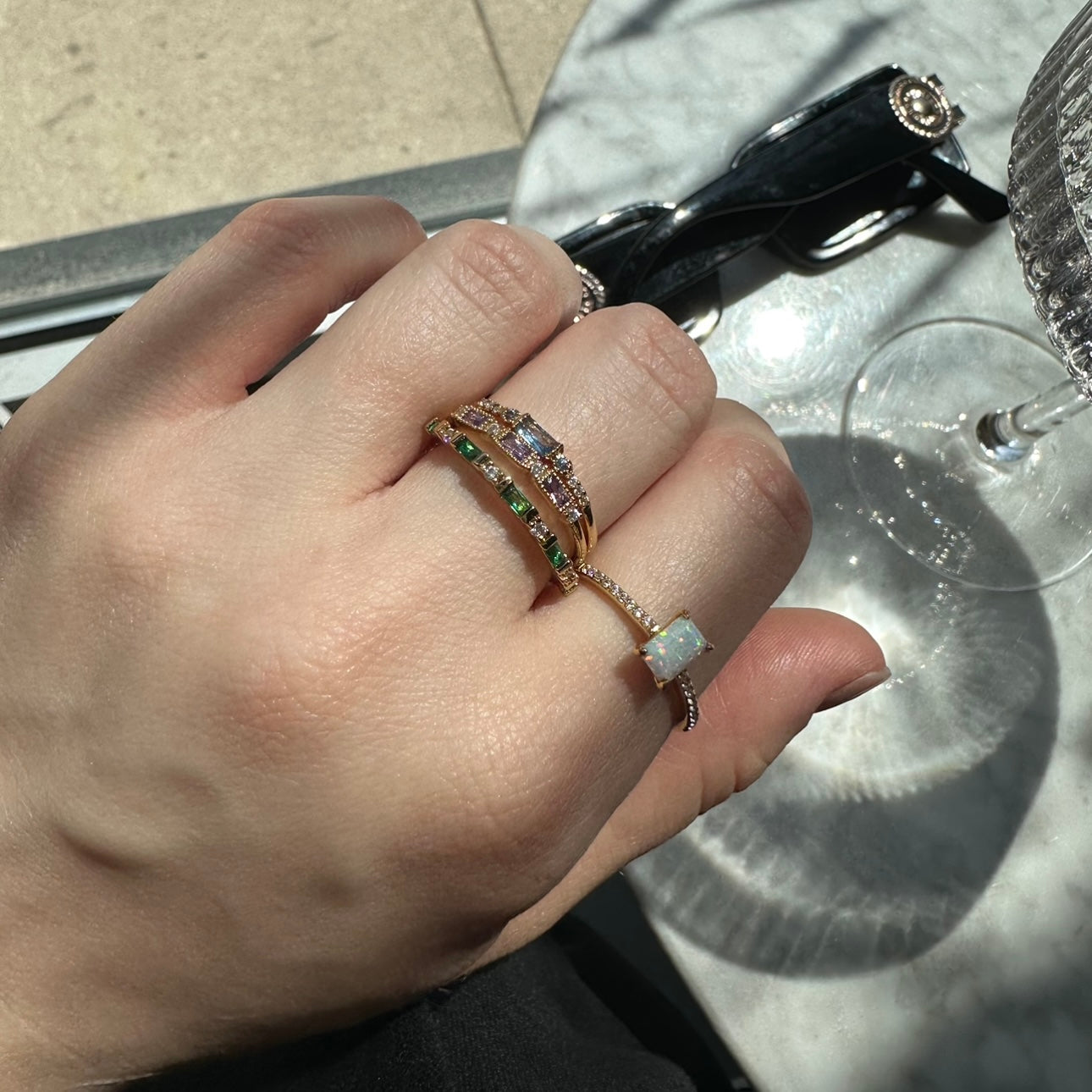 Hopeful Opal Baguette Ring