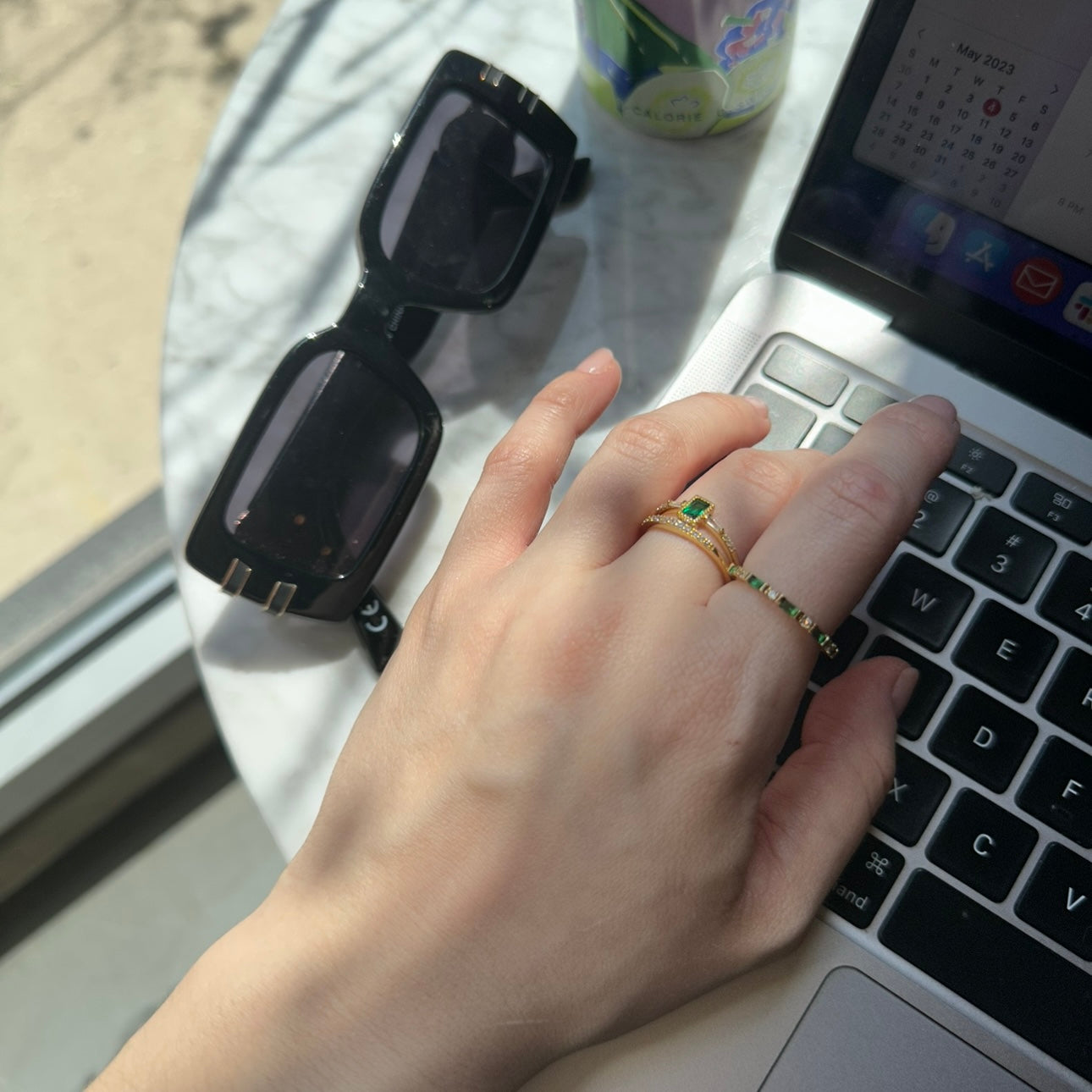 Harmonious Green Baguette Ring