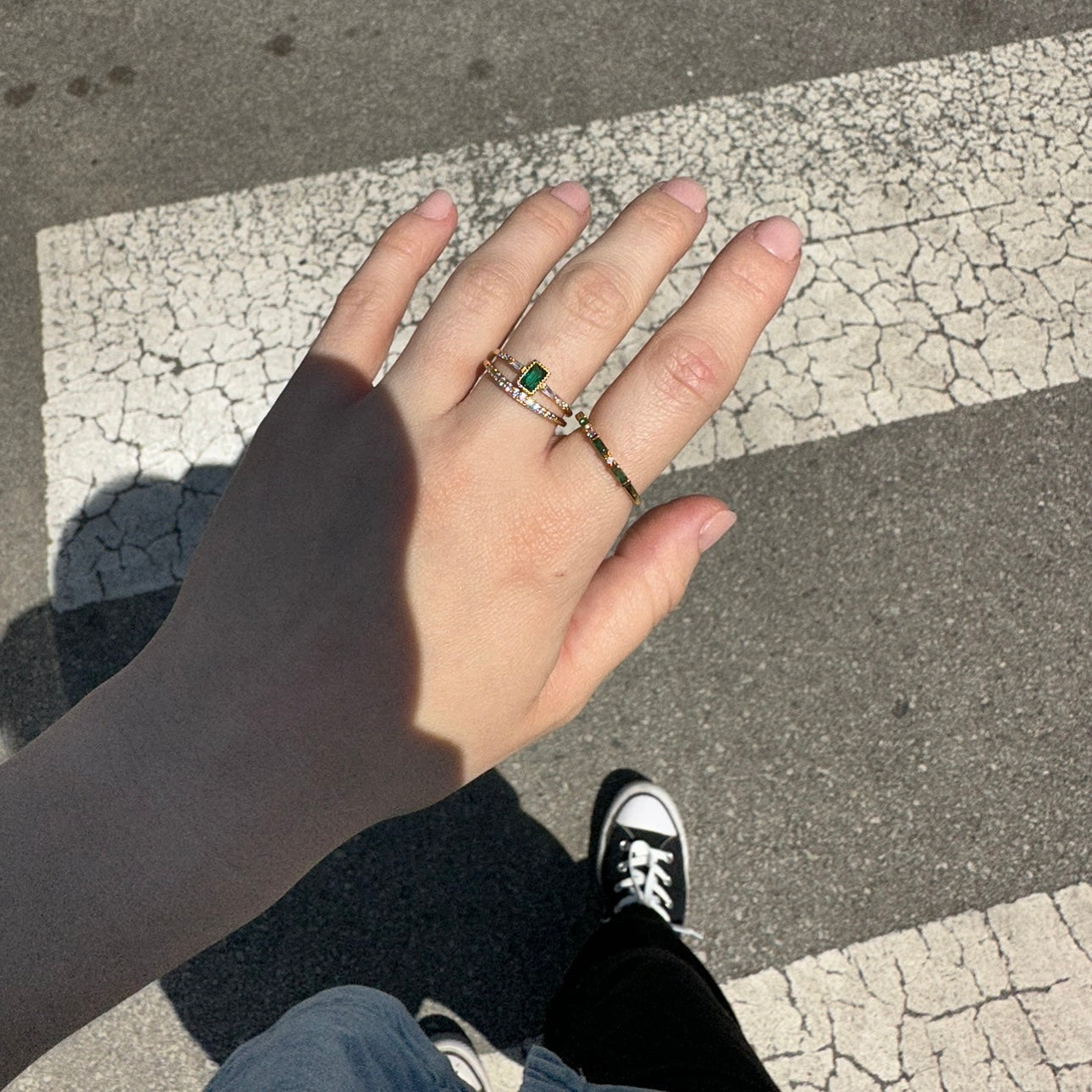 Harmonious Green Baguette Ring