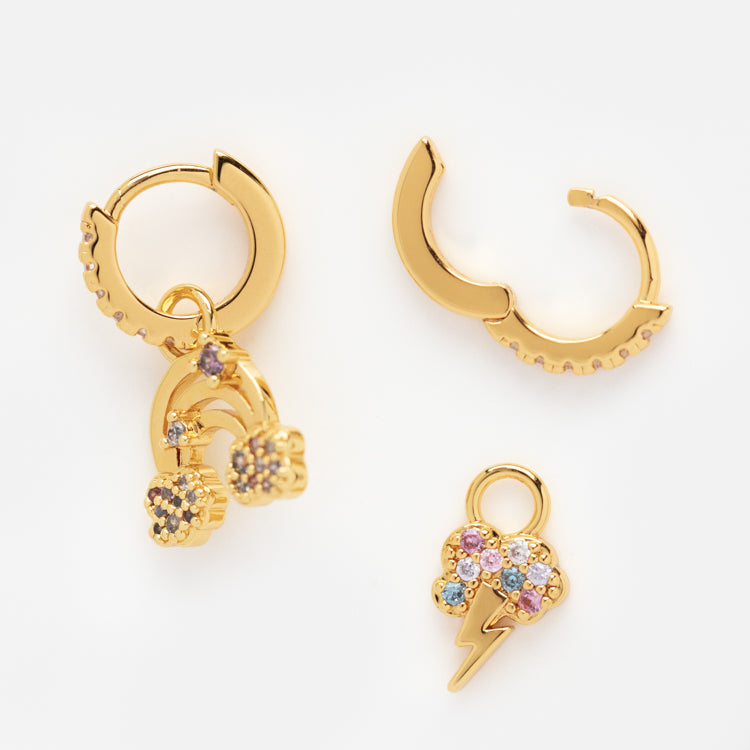 Rainbow Cloud Huggie Earrings