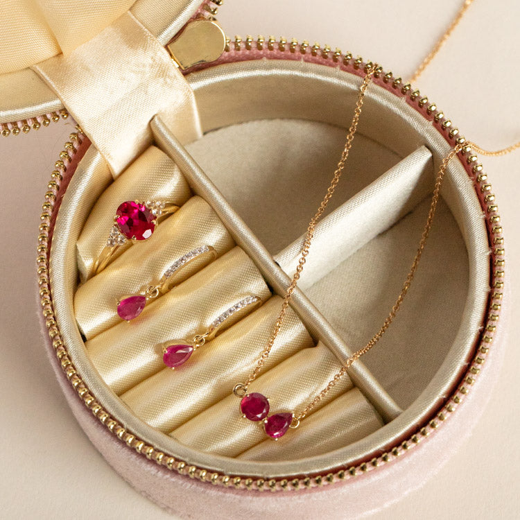Solid Gold July Capsule Ruby Toi et Moi Necklace