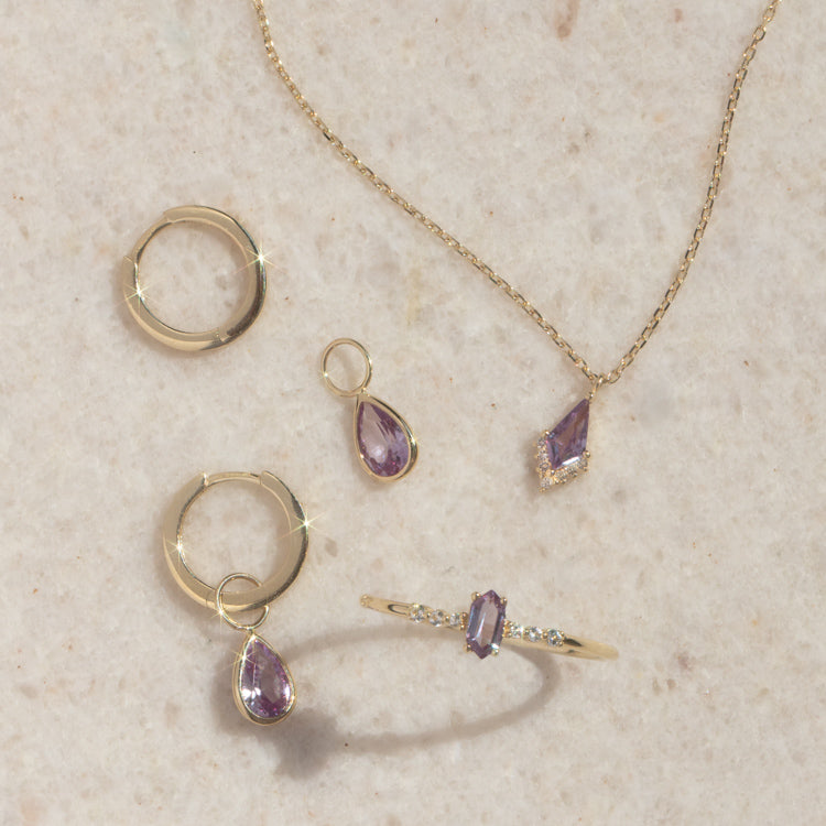 Solid Gold June Capsule Alexandrite Hexagon Ring