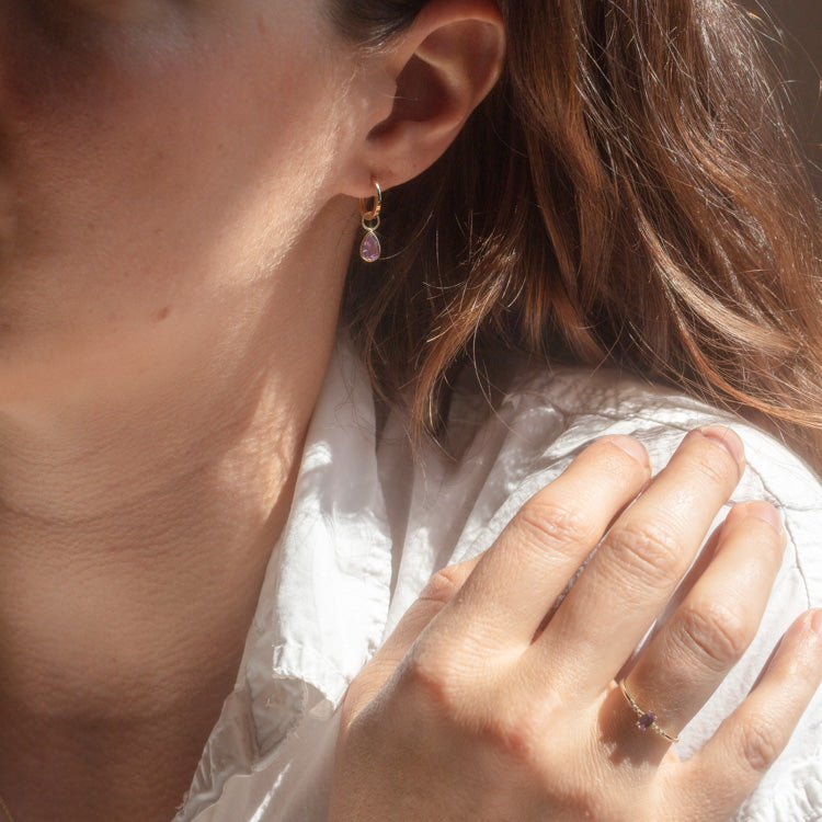 Solid Gold June Capsule Alexandrite Hexagon Ring