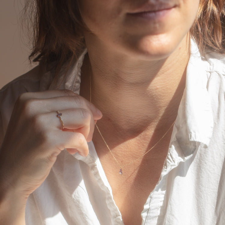 Solid Gold June Capsule Alexandrite Kite Necklace