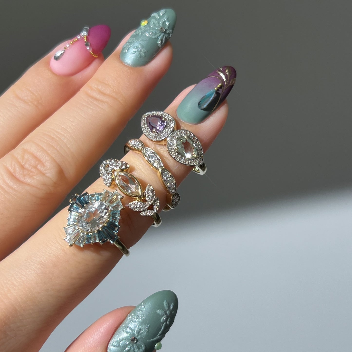 14k Vintage Inspired Diamond Stacking Band