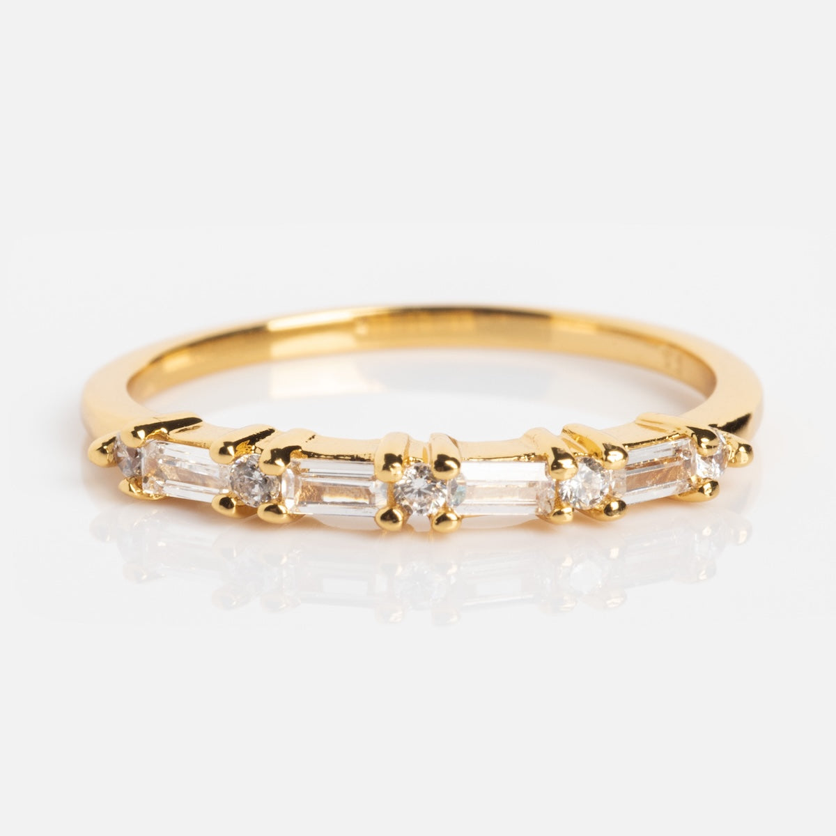 Multi Gem Baguette CZ Gold Stacking Ring Local Eclectic