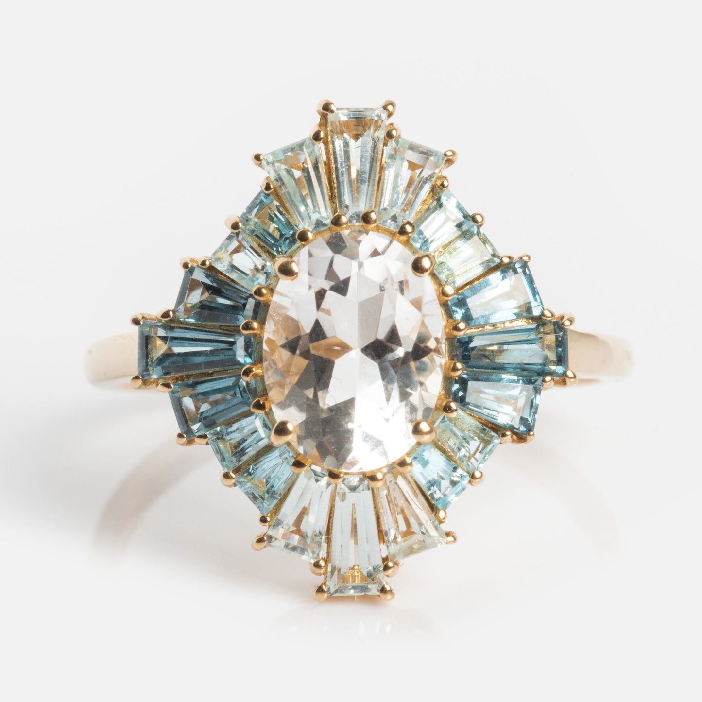 14k Bejeweled Blue Statement Ring