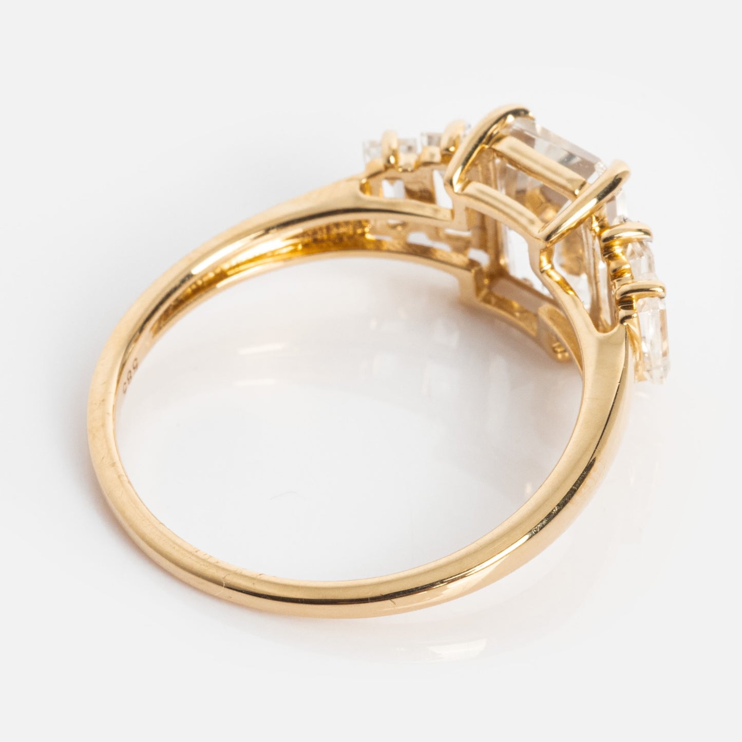 14k Graduated White Topaz Engagement Ring