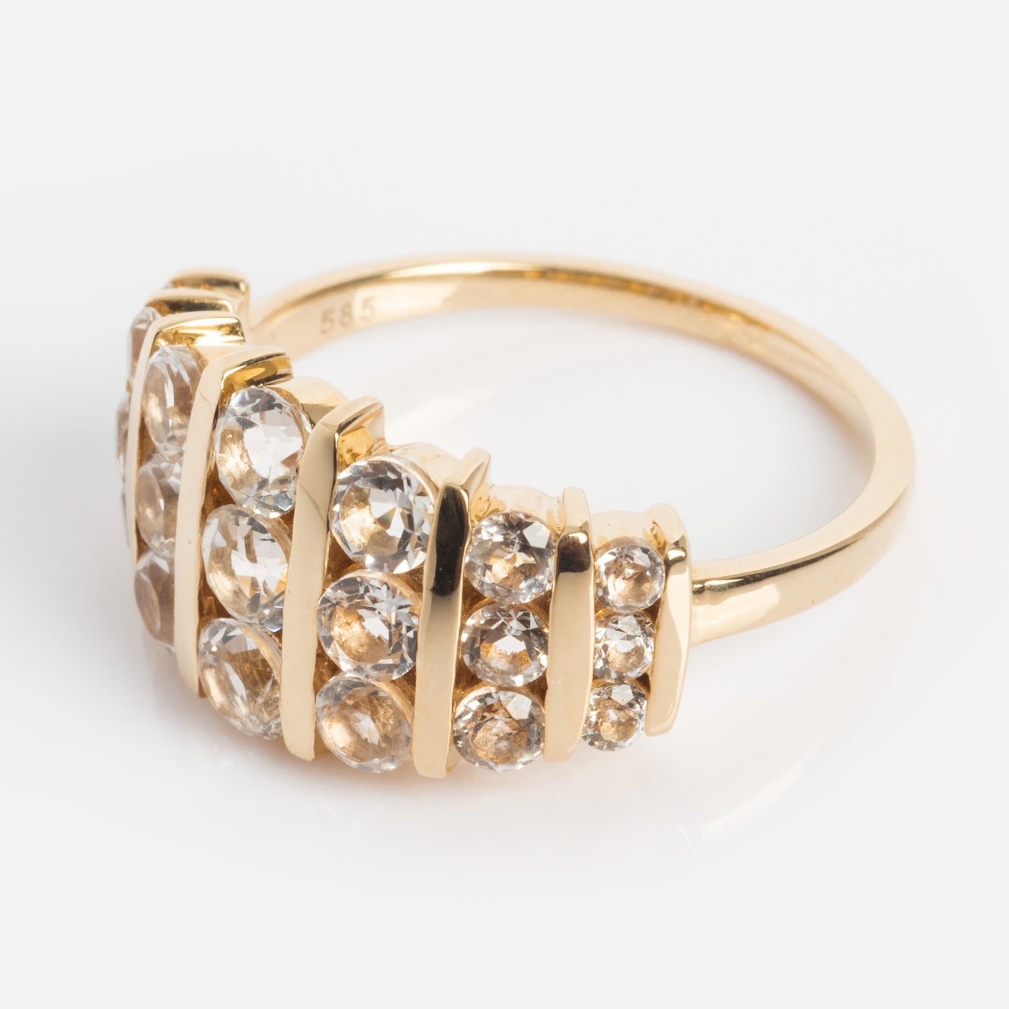 14k Regal White Topaz Statement Ring
