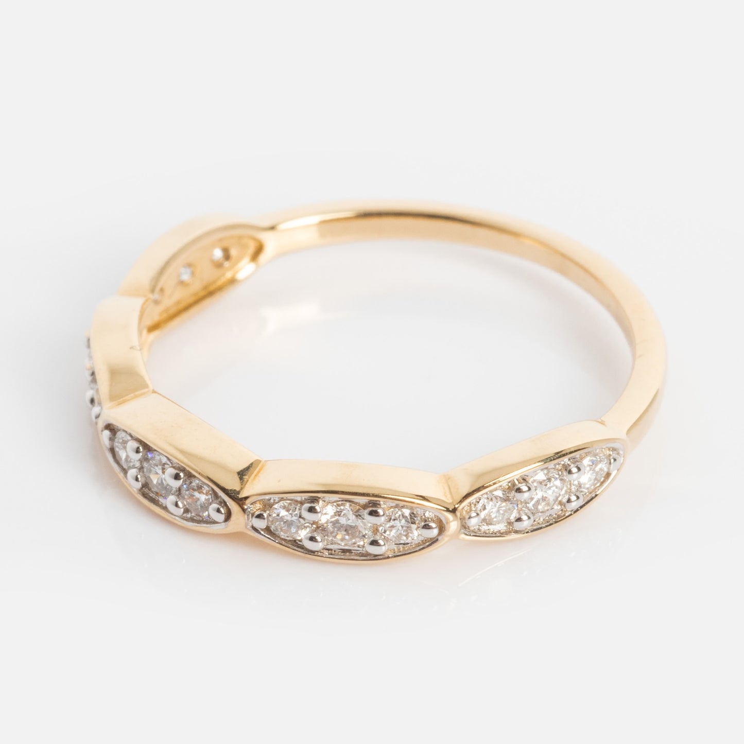 14k Vintage Inspired Diamond Stacking Band