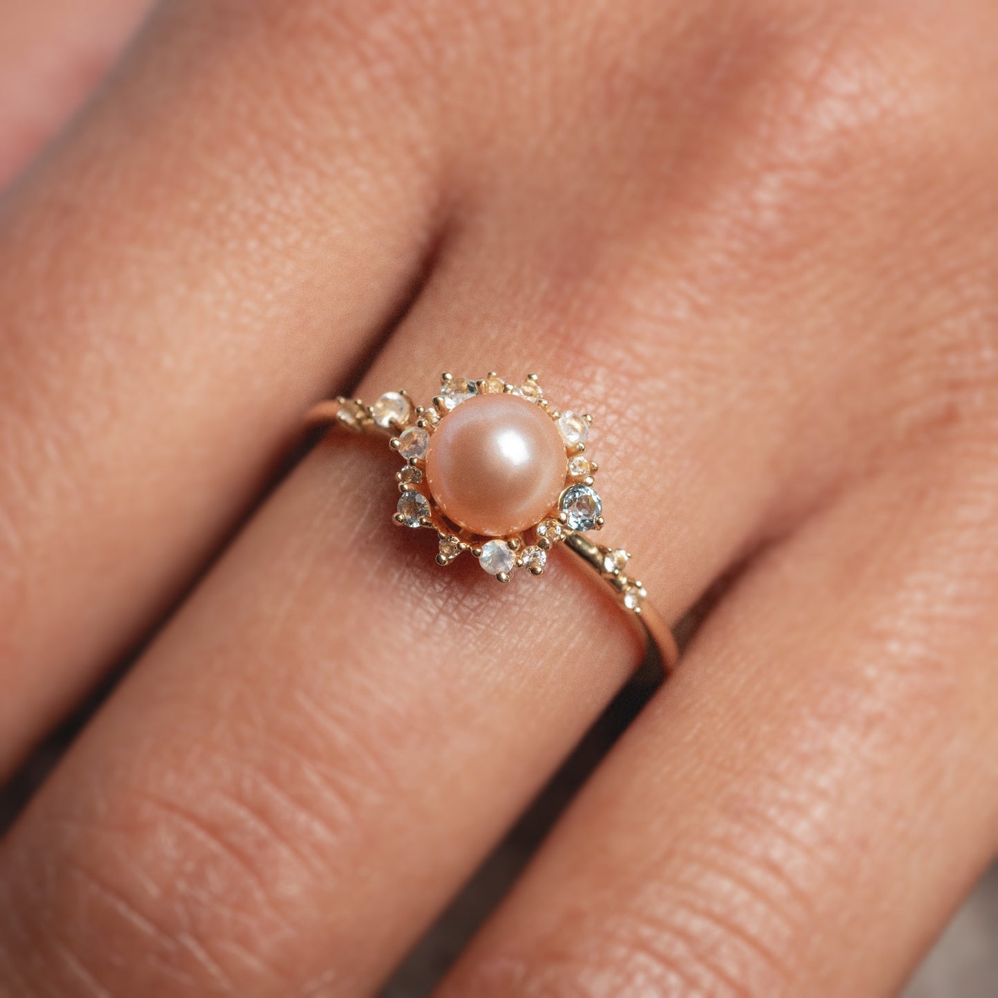 14k Pastel Pink Pearl Statement Ring