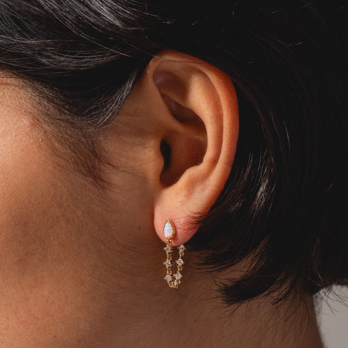 Opal Glitzy Chain Earrings