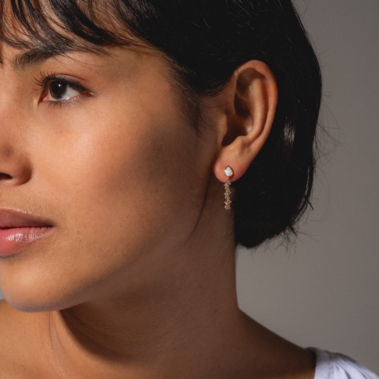 Opal Glitzy Chain Earrings