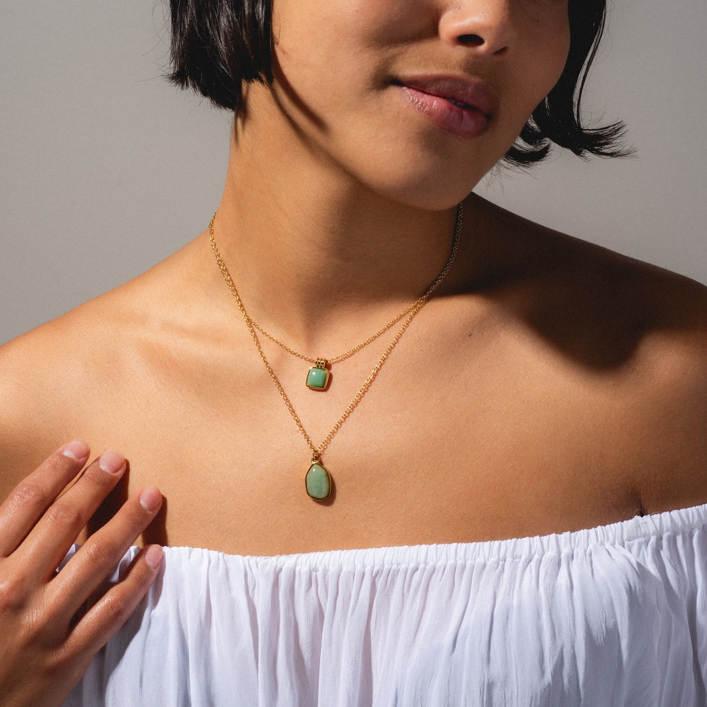 Puzzle Square Aventurine Stone Necklace