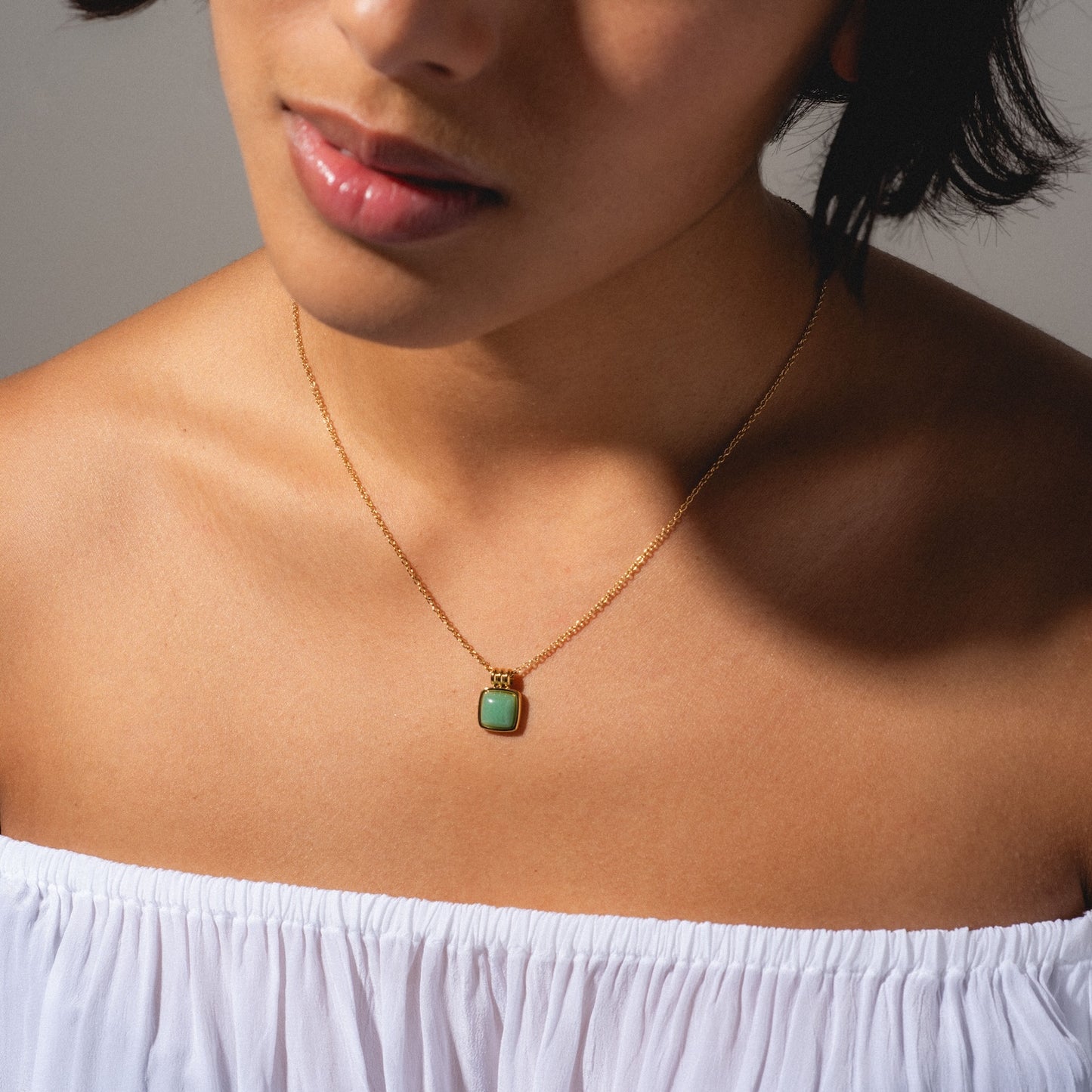 Puzzle Square Aventurine Stone Necklace