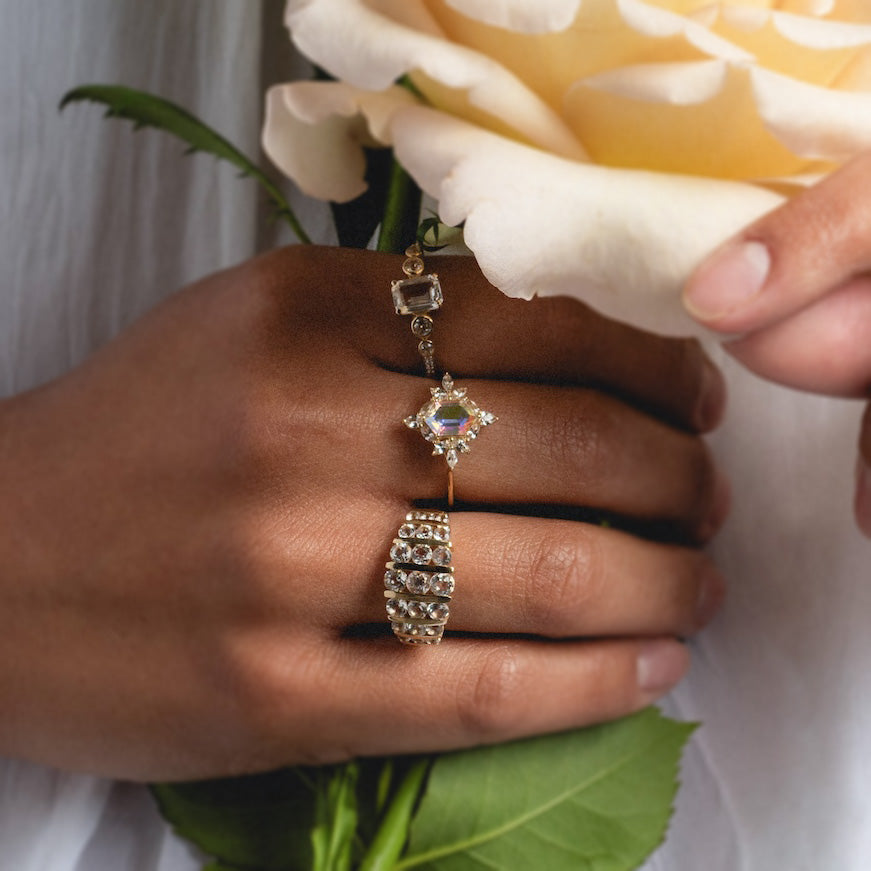 14k Regal White Topaz Statement Ring