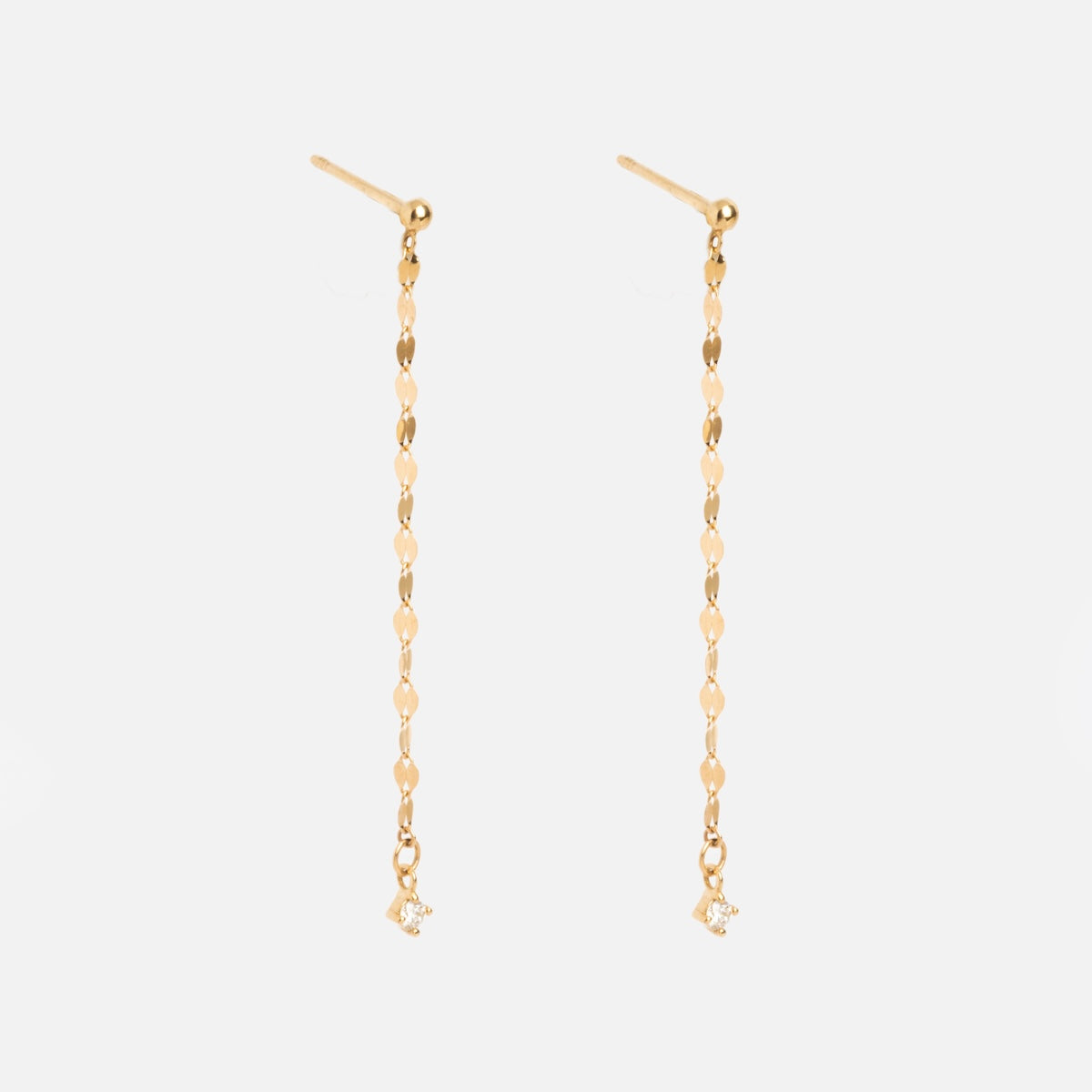 Solid Gold Sparkle Link Chain Convertible Diamond Drop Earrings