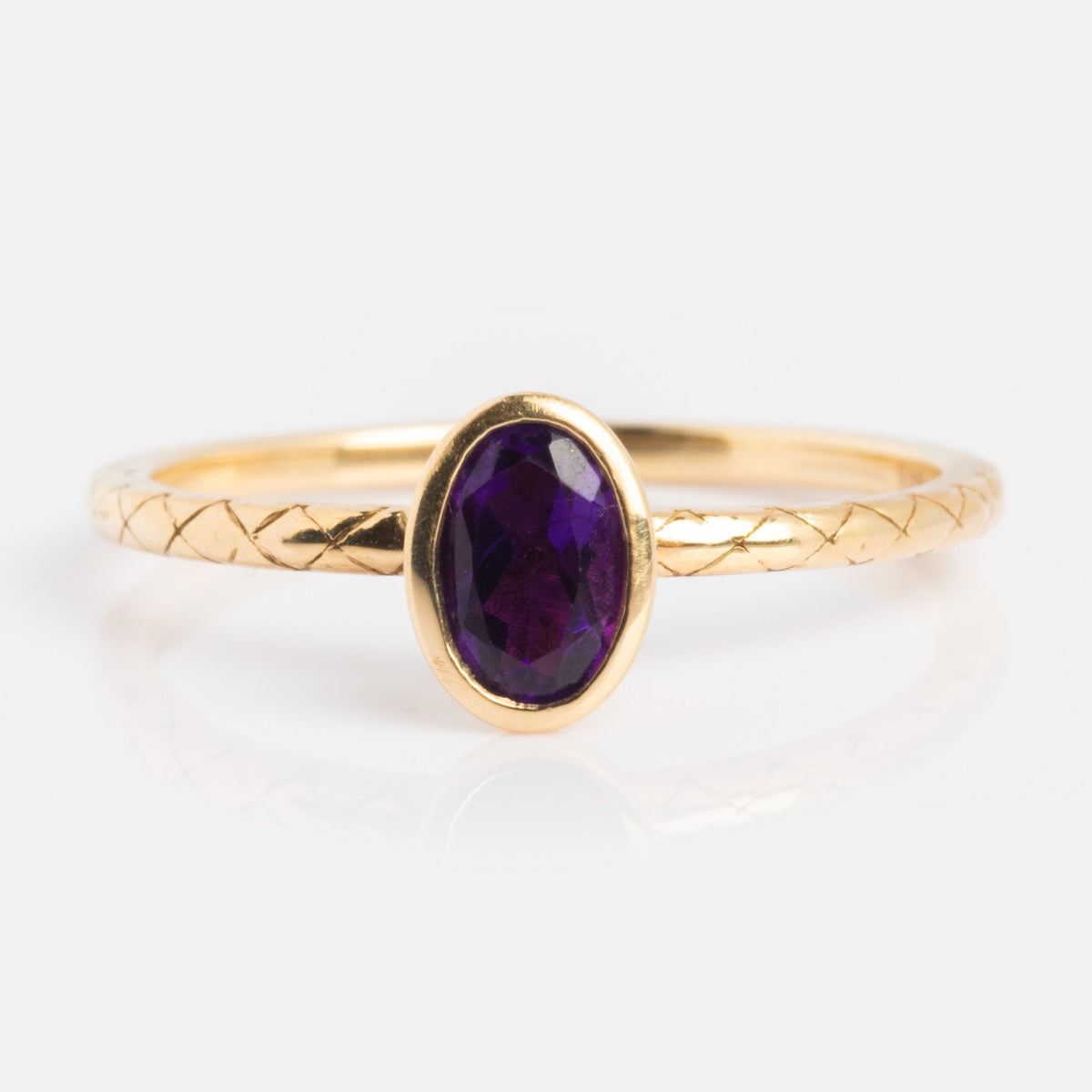 Solid Gold Amethyst Trio Ring Set