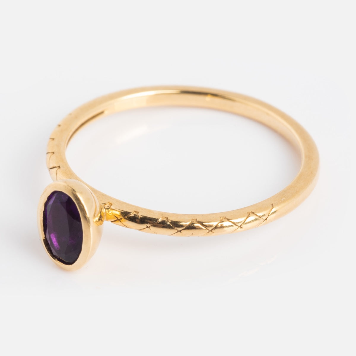 Solid Gold Amethyst Oval Ring