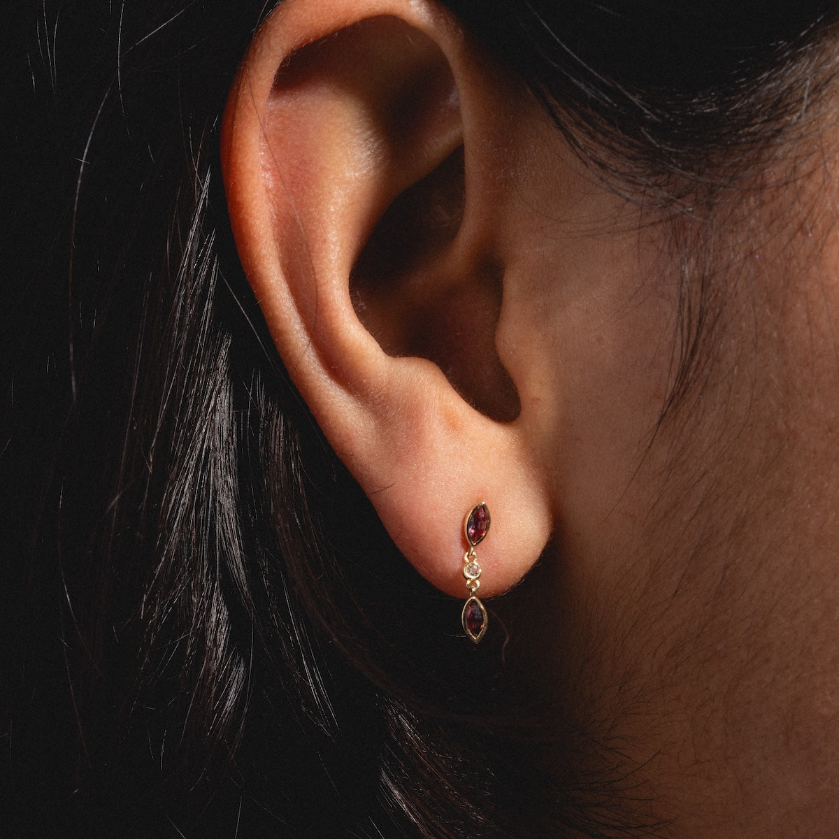 Solid Gold 2025 January Capsule Delicate Garnet Drop Earrings