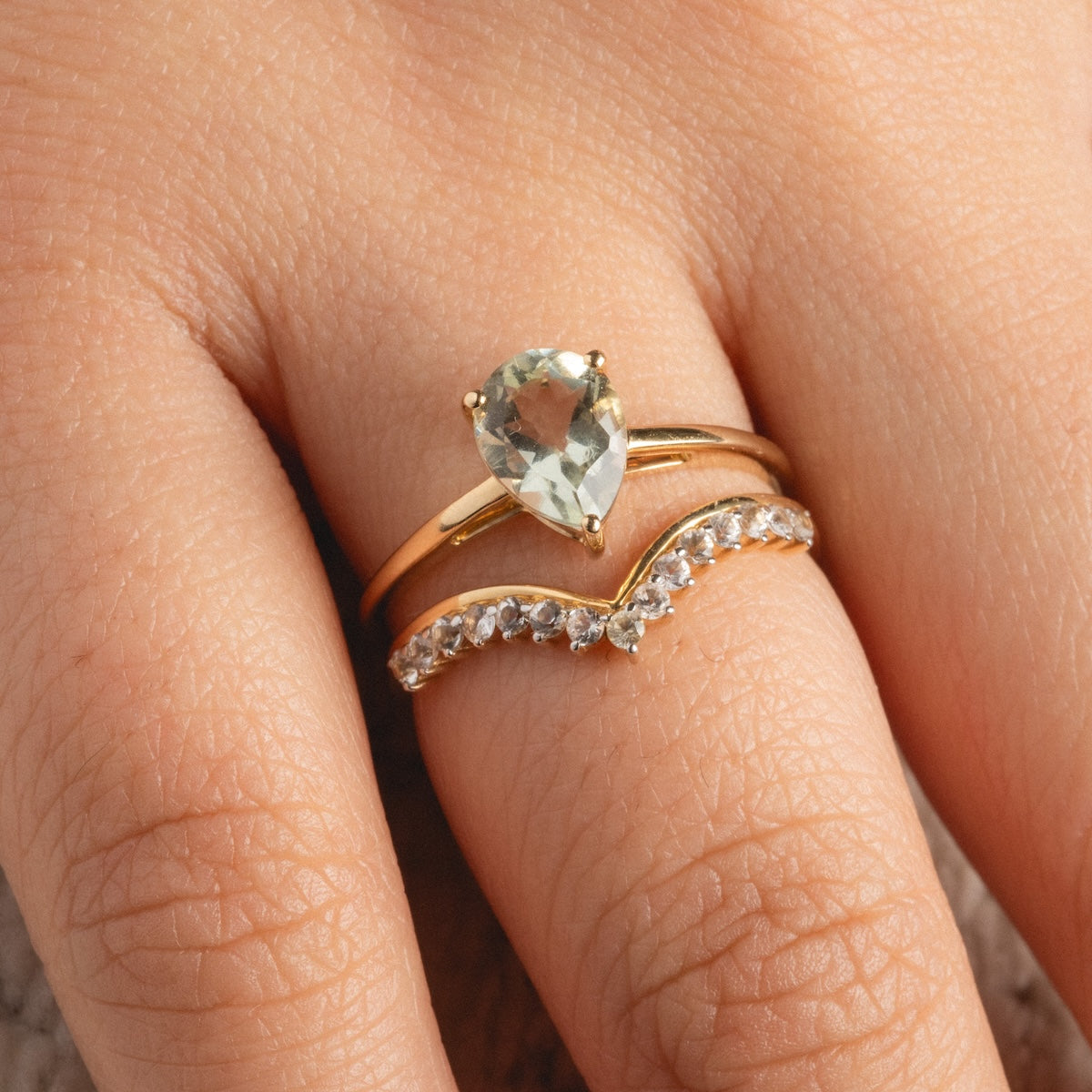 14k Classic Green Grandeur Nesting Ring Set