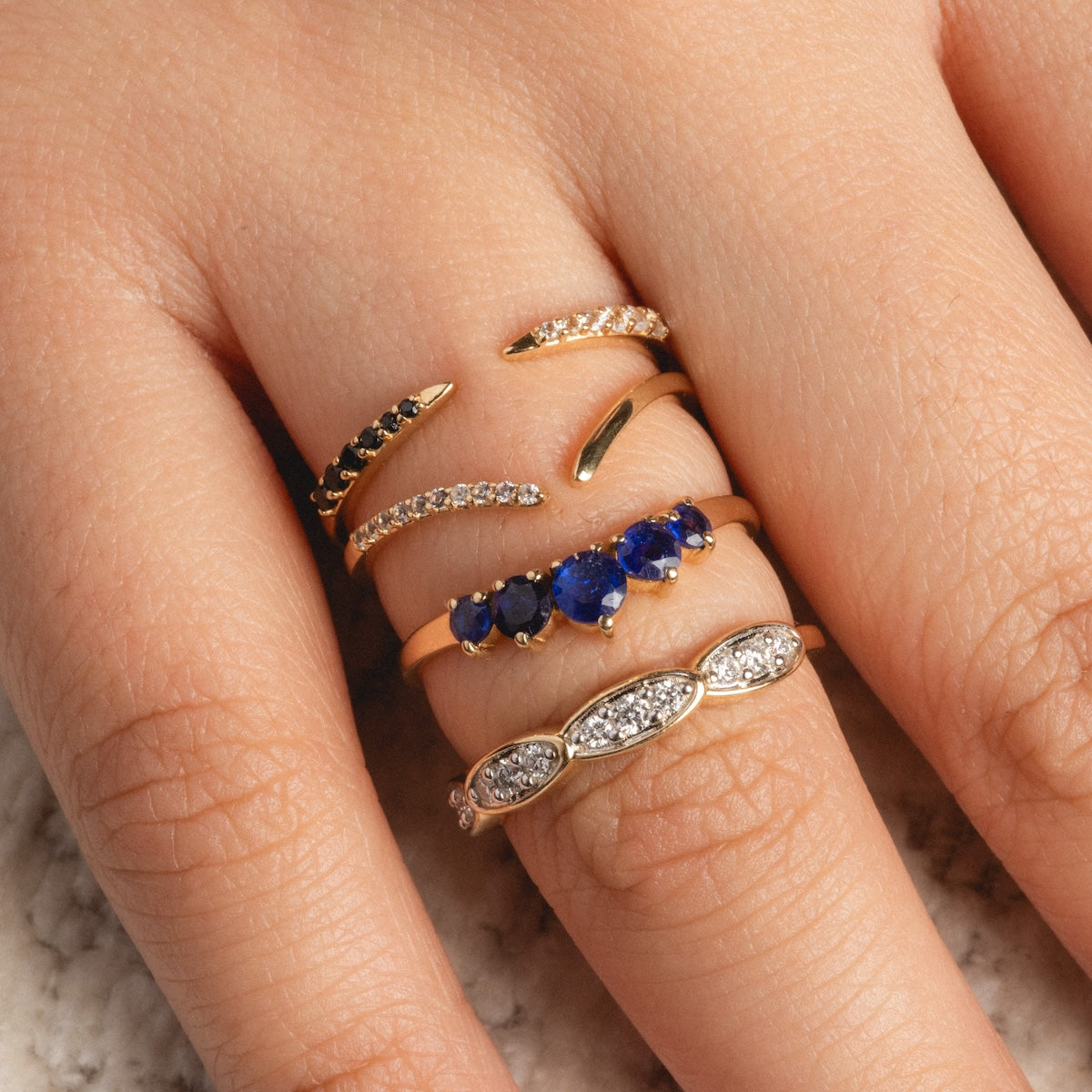 14k Vintage Inspired Diamond Stacking Band